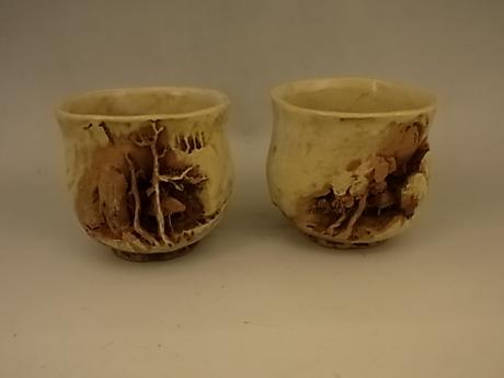 JAPANESE E. 20TH CENTURY SAKE CUPS BY SASAKI NIROKU<br><font color=red><b>SOLD</b></font>