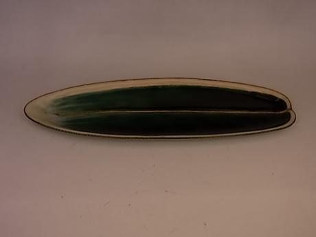 JAPANESE E.- Mid 20TH C CLOISONNE BAMBOO SHAPED PLATE BY ANDO JUBEI<br><font color=red><b>SOLD</b></font> 