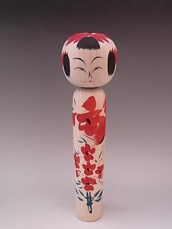 JAPANESE L. 20TH CENTURY MEDIUM LARGE WOODEN KOKESHI<br><font color=red><b>SOLD</b></font>