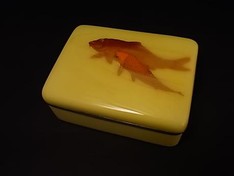 JAPANESE EARLY 20TH CENTURY CLOISONNE BOX WITH KOI DESIGN<br><font color=red><b>SOLD</b></font>
