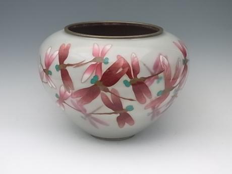 JAPANESE 20TH CENTURY DRAGONFLY CLOISONNE VASE BY TAMURA<br><font color=red><b>SOLD</b></font>