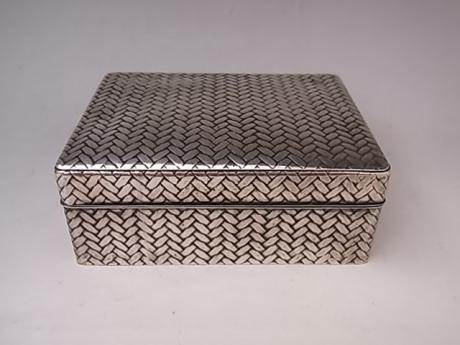 JAPANESE EARLY 20TH CENTURY SILVER BOX WITH WOVEN DESIGN<br><font color=red><b>SOLD</b></font> 