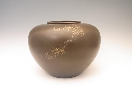 JAPANESE EARLY 20TH CENTURY BRONZE VASE WITH KINGFISHER DESIGN<br><font color=red><b>SOLD</b></font>  	