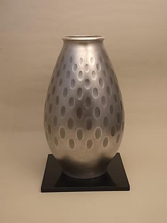 JAPANESE MID 20TH CENTURY (Circa  1960) PURE SILVER THUMB PRINT DESIGN VASE<br><font color=red><b>SOLD</b></font>