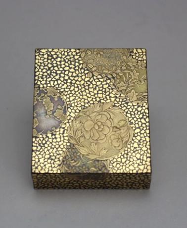 JAPANESE MEIJI PERIOD LACQUER KOGO WITH CIRCULAR FLORAL DESIGNS<br><font color=red><b>SOLD</b></font> 