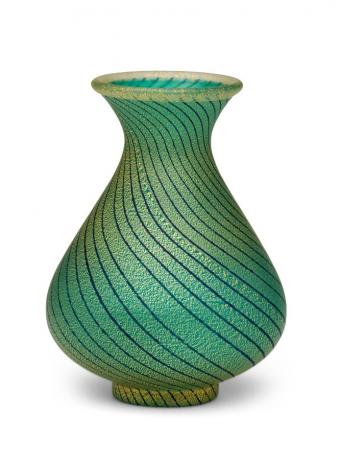 JAPANESE 20TH CENTURY ART GLASS VASE BY IWATA HISATOSHI<br><font color=red><b>SOLD</b></font> 