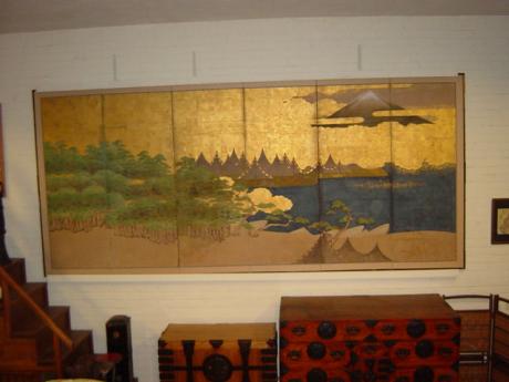 JAPANESE EARLY 19TH CENTURY LARGE 6 FOLD SCREEN OF MT. FUJI