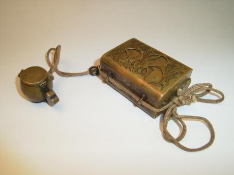 JAPANESE EDO PERIOD BRONZE YATATE INRO<br><font color=red><b>SOLD</b></font>