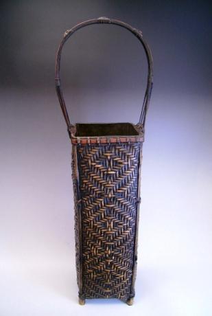 JAPANESE EARLY-MID 20TH CENTURY BAMBOO FLOWER BASKET<br><font color=red><b>SOLD</b></font> 