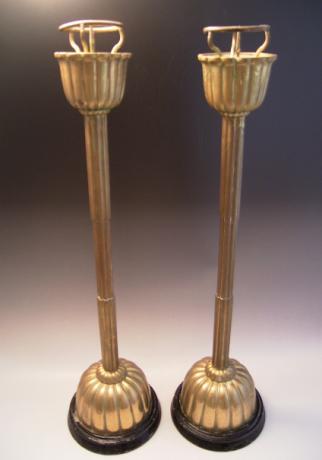 JAPANESE EARLY 20TH CENTURY BRASS CANDLESTICKS<br><font color=red><b>SOLD</b></font>