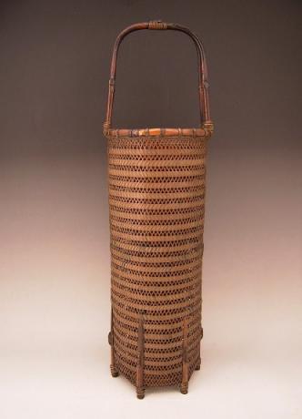 JAPANESE CIRCA 1900 FINELY WOVEN BASKET BY HOUCHIKU<br><font color=red><b>SOLD</b></font>