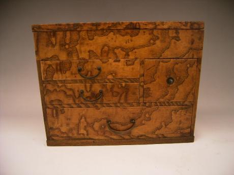 JAPANESE EARLY - MID 20TH CENTURY WOODEN SEWING BOX<br><font color=red><b>SOLD</b></font>