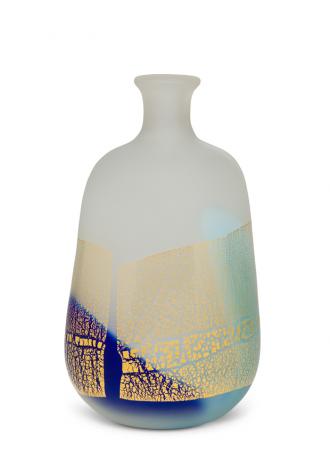 JAPANESE 20TH CENTURY ART GLASS VASE BY KYOUHEI FUJITA<br><font color=red><b>SOLD</b></font> 