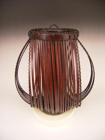 JAPANESE 20TH CENTURY HANGING BAMBOO FLOWER BASKET<br><font color=red><b>SOLD</b></font>