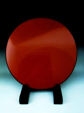 JAPANESE 20TH CENTURY RED/BLACK LACQUER TRAY BY REN BUTSU<br><font color=red><b>SOLD</b></font>