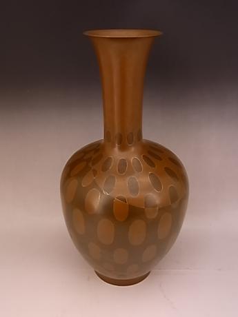 JAPANESE  BRONZE VASE WITH METAL INLAY<br><font color=red><b>SOLD</b></font>