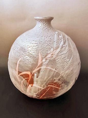 JAPANESE 20TH-21ST CENTURY CERAMIC VASE BY HAYASHI SHOTARO<br><font color=red><b>SOLD</b></font> 