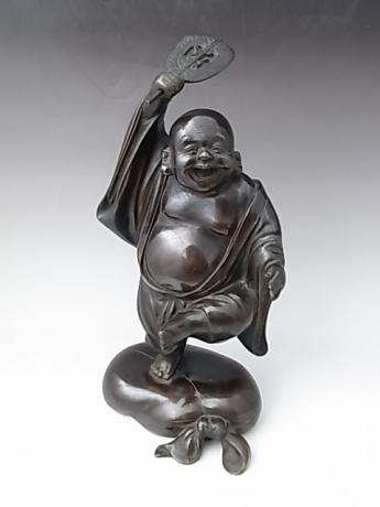 JAPANESE MEIJI PERIOD BRONZE OKIMONO OF HOTEI - GOD OF CONTENTMENT<br><font color=red><b>SOLD</b></font>