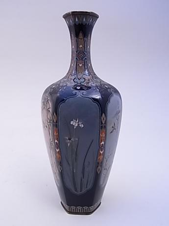 JAPANESE EARLY 20TH CENTURY HEXAGONAL SHAPED CLOISONNE VASE<br><font color=red><b>SOLD</b></font> 