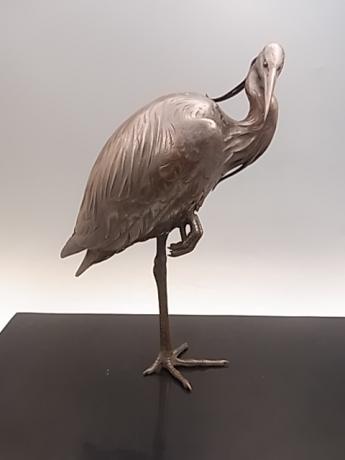 JAPANESE MEIJI PERIOD BRONZE HERON BY OKAZAKI SESSEI