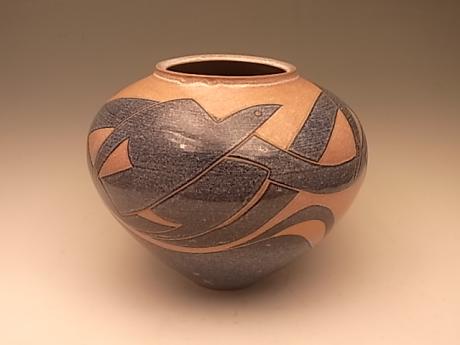 JAPANESE 20TH C. CERAMIC VASE BY SUGITA EISUKE<br><font color=red><b>SOLD</b></font> 