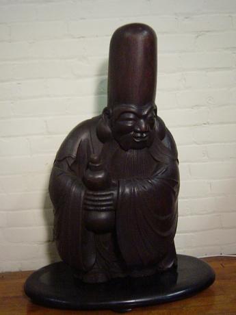 19TH CENTURY KEYAKI WOOD CARVING OF FUKUROKUJYU<br><font color=red><b>STOLEN</b</font>