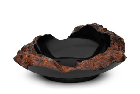JAPANESE 20TH CENTURY LACQUERED NATURAL BURL WOOD BOWL<br><font color=red><b>SOLD</b></font>
