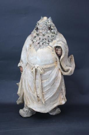 JAPANESE EARLY 20TH CENTURY LARGE SASAKI NIROKU I CERAMIC SHOKI FIGURE<br><font color=red><b>SOLD</b></font>