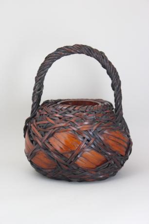 JAPANESE MID 20TH CENTURY BAMBOO FLOWER BASKET<br><font color=red><b>SOLD</b></font> 