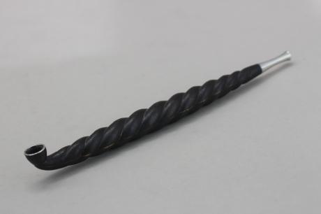 JAPANESE EARLY 20TH CENTURY IRON PIPE WITH SILVER TIP AND DETAILING BY TAMURA COMPANY<br><font color=red><b>SOLD</b></font> 
