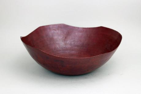 JAPANESE LATE 20TH C. HAND HAMMERED COPPER UNEVEN EDGED BOWL <br><font color=red><b>SOLD</b></font>