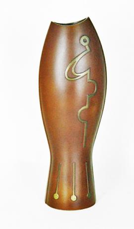 JAPANESE MID 20TH CENTURY MODERNIST BRONZE FISH FORM VASE BY NEYA CHUROKU<br><font color=red><b>SOLD</b></font> 
