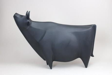 JAPANESE 20TH CENTURY IRON BULL BY TAKAHASHI KEITEN STUDIO<br><font color=red><b>SOLD</b></font>