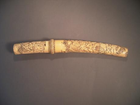 MEIJI PERIOD SWORD WITH CARVED IVORY HANDLE AND SHEATH <br><font color=red><b>SOLD</b></font>