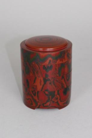 JAPANESE WAKASA STYLE LACQUERED 3 COMPARTMENT CYLINDRICAL CONTAINER BY KOETSU<br><font color=red><b>SOLD</b></font