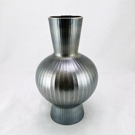 Japanese Mid 20th Century Hand Hammered Jungin (Pure Silver) Vase