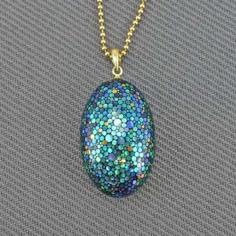 Japanese Contemporary Lacquer Inlaid Oval Pendant by Sano Keisuke