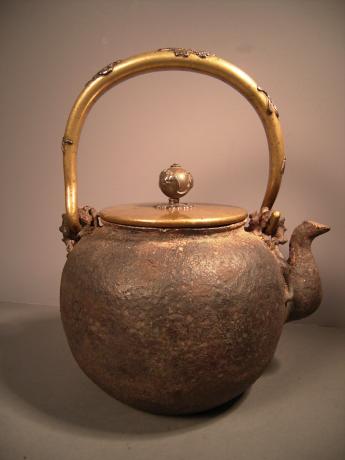 MEIJI PERIOD IRON POT WITH INLAID HANDLE<br><font color=red><b>SOLD</b></font>