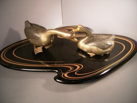 EARLY 20TH CENTURY BRONZE PAIR OF GEESE<br><font color=red><b>SOLD</b></font>