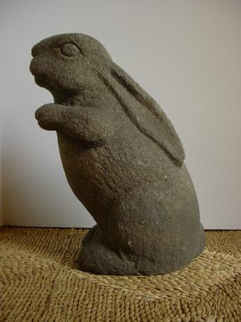 JAPANESE 20TH CENTURY CARVED GRANITE RABBIT GARDEN DECORATION<br><font color=red><b>STOLEN</b</font>