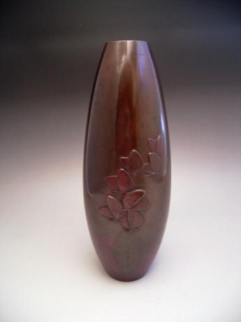 JAPANESE EARLY 20TH C. BRONZE BUTTERFLY VASE BY TSUDA EIJU <br><font color=red><b>SOLD</b></font> 