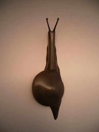 JAPANESE 20TH CENTURY SNAIL SHAPED BRONZE WALL POCKET<br><font color=red><b>SOLD</b></font>