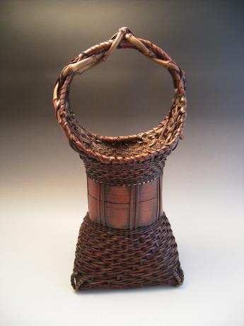 JAPANESE MID 20TH CENTURY BAMBOO BASKET<br><font color=red><b>SOLD</b></font>