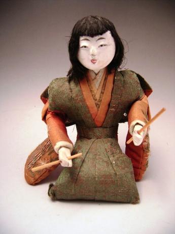 JAPANESE LATE EDO PERIOD MUSICIAN DOLL <br><font color=red><b>SOLD</b></font>