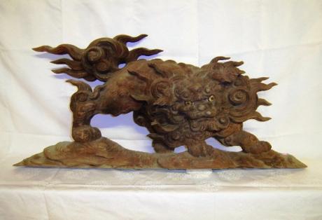 JAPANESE EDO PERIOD CARVED WOODEN RANMA OF KOMAINU<br><font color=red><b>STOLEN</b</font>