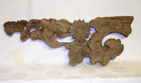 JAPANESE EDO PERIOD CARVED WOODEN WATERLILY RANMA<br><font color=red><b>SOLD</b></font>