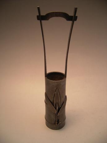 JAPANESE EARLY 20TH CENTURY STERLING SILVER BAMBOO SHAPED FLOWER CONTAINER<br><font color=red><b>SOLD</b></font>