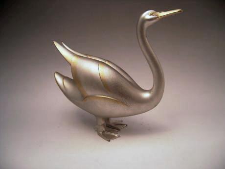 JAPANESE EARLY 20TH CENTURY ART DECO BRONZE SWAN<br><font color=red><b>SOLD</b></font>