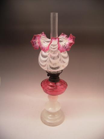 JAPANESE EARLY 20TH CENTURY GLASS OIL LAMP<br><font color=red><b>SOLD</b></font>