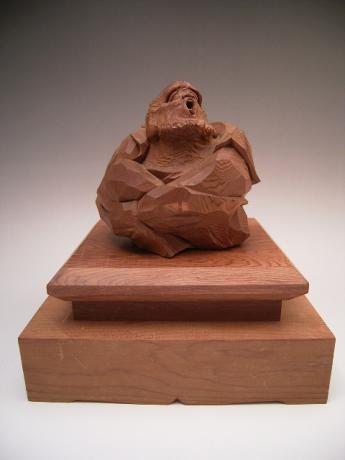JAPANESE 20TH CENTURY WOODEN CARVING OF USOBUKI<br><font color=red><b>SOLD</b></font>